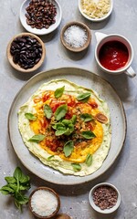 ingredients for plant-based Italian omelette. healthy vegan cuisine
