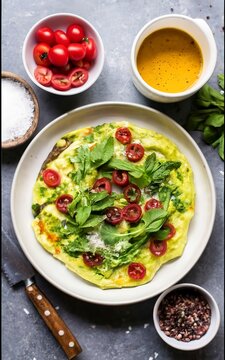 ingredients for plant-based Italian omelette. healthy vegan cuisine