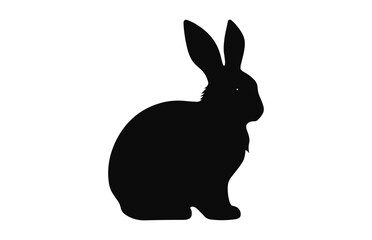 A Bunny silhouette isolated on a white background, Easter black clipart vector