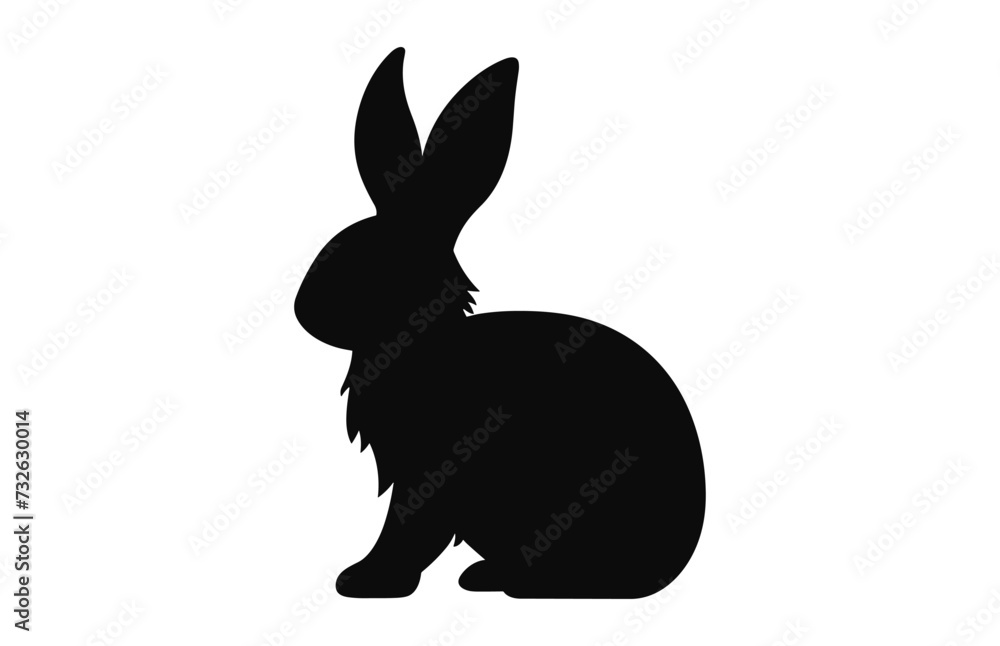 Wall mural easter bunny silhouette black vector isolated on a white background