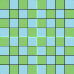 Groovy retro blue green colors checkerboard vector seamless pattern. Geometric abstract background.