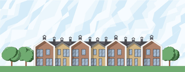 Architectural two story townhouse blueprints and drawings. Vector illustration