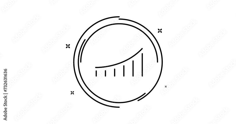 Aufkleber growth chart animated outline icon. growth chart rotation appearance 4k video animation for web, mob