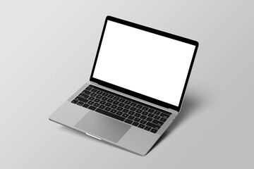 Laptop with blank screen mockup