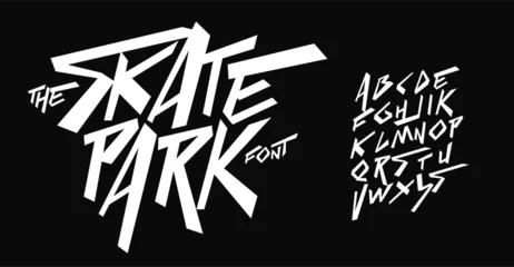 Fototapeten Graffiti Cool street art font dynamic graffiti font for modern bold marker logo, spirited expressive headline, youth urban vibe. Art typographic design. Vector typeset  © artyway