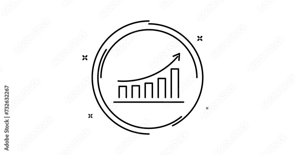 Poster growth chart animated outline icon. growth chart rotation appearance 4k video animation for web, mob