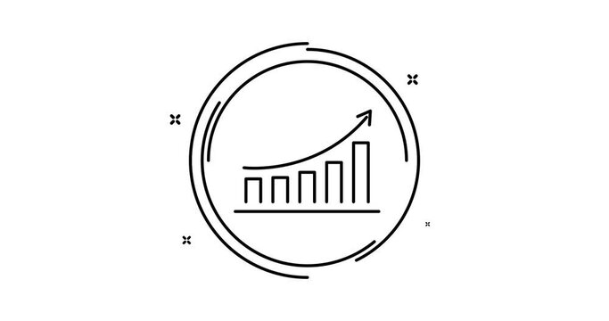 growth chart animated outline icon. growth chart rotation appearance 4k video animation for web, mobile and ui design