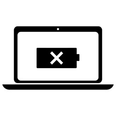 Fototapeta premium Laptop Battery Charging Filled Icon | Caution Symbol in laptop Charging | laptop Charging 