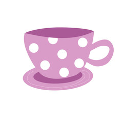  Pink cup of tea .Vector illustration on a white background