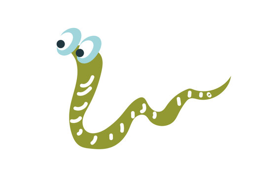 Cute green caterpillar. Cartoon vector illustration