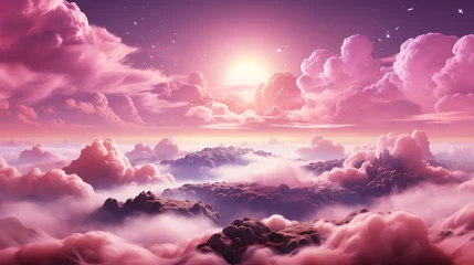 Gordijnen Pink clouds with sunny © Inlovehem