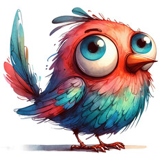 Fototapeta premium Adorable Cartoon Bird Illustration Cute and Playful Feathered Character Perfect for Child-friendly Designs