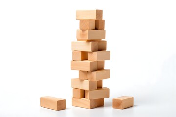 Obraz premium Wooden building blocks on white background,