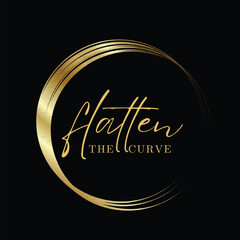 Flatten The Curve Lettering Gold Color Vector or EPS