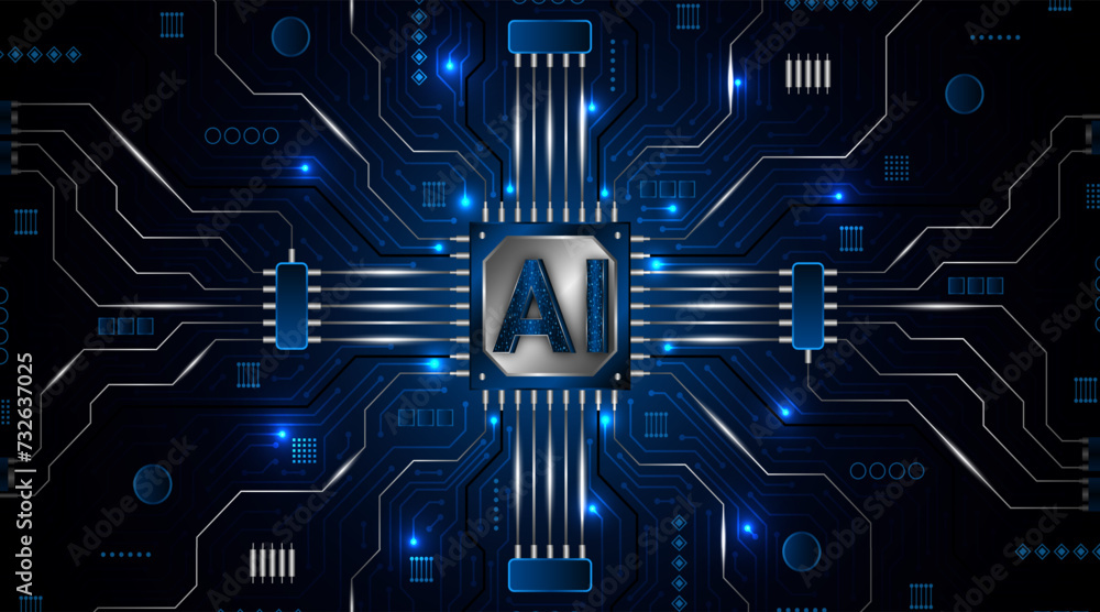 Aufkleber ai or artificial intelligence symbol. futuristic advanced artificial intelligence technology circuit