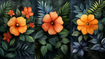 Assorted patterns of forest flowers