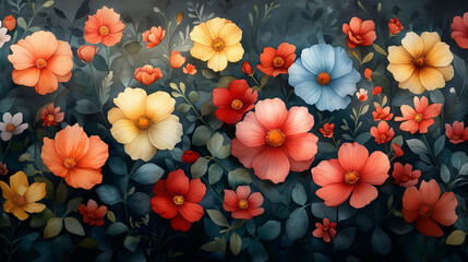 Assorted patterns of forest flowers
