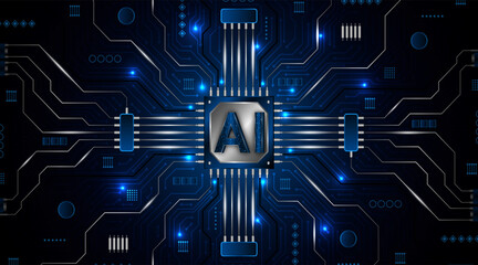 AI or artificial intelligence symbol. futuristic advanced artificial intelligence technology circuit board concept	
