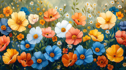 Assorted patterns of forest flowers