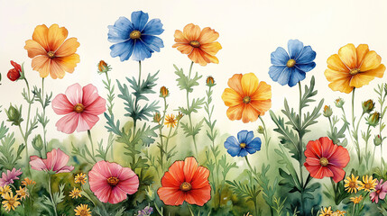 Assorted patterns of forest flowers