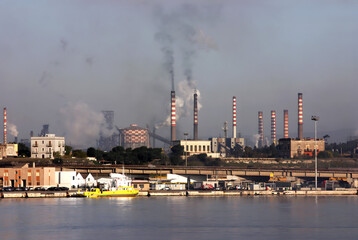 Acciaierie d'Italia steel industry (formerly Ilva, ArcelorMittal and Italsider). Pollution from...