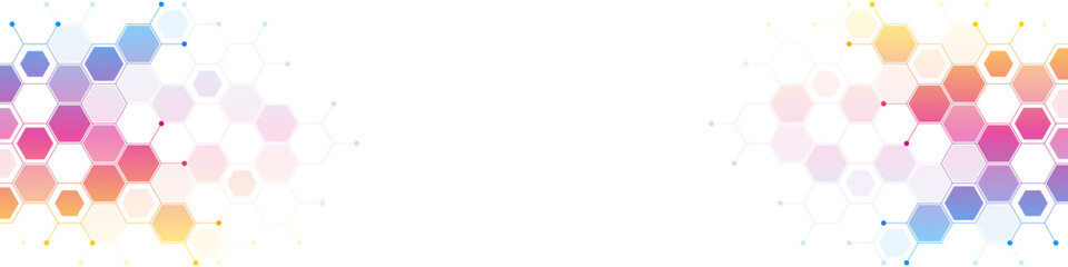 Panoramic view of abstract geometric background with hexagons shape pattern for banner or website header template