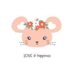 cute mouse vector for baby print