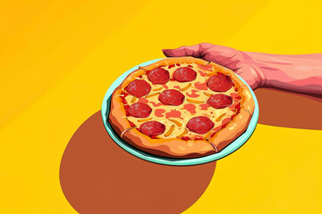 Generative AI illustration of pizza backgrounds with copy space