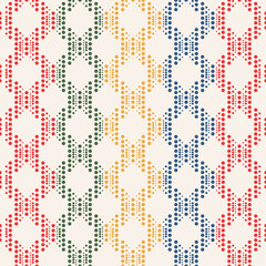 Abstract Seamless pattern. Wave Lines Background with colorful dots for fabric, textile, curtains, shirts, linen.