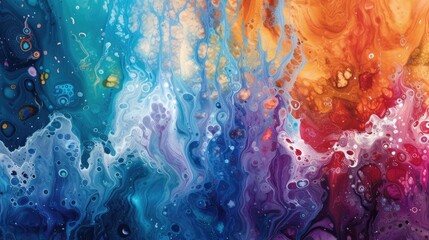 Immerse in the mesmerizing movement of color falling in water, a vibrant and surreal ink abstraction evoking a visual enchantment and dynamic blend - obrazy, fototapety, plakaty