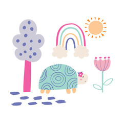cute spring animals vector print