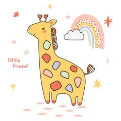 cute baby little funny giraffe vector