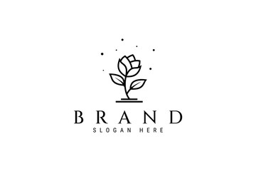 Rose flower logo design vector illustration