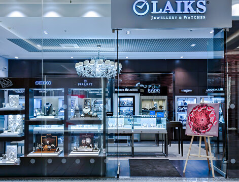 Latvia, Riga, 25, January, 2024: Shop of watches of various brands and accessories to them at the Akropole shopping mall in Riga, Latvia.