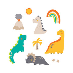 cute baby dinosaur vector print