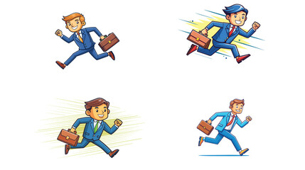 Fototapeta na wymiar Animated Businessmen in a Rush Illustration Series