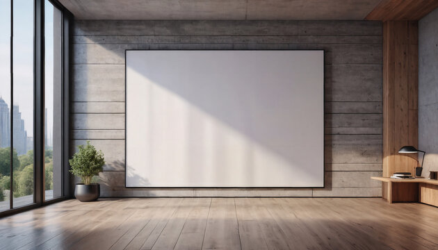 large smart room concept, a blank poster on the wall background
