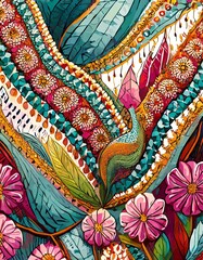 flower power hippie pattern, textures and landscapes, psychedelic, waves, flowers, 60s, flower patterns