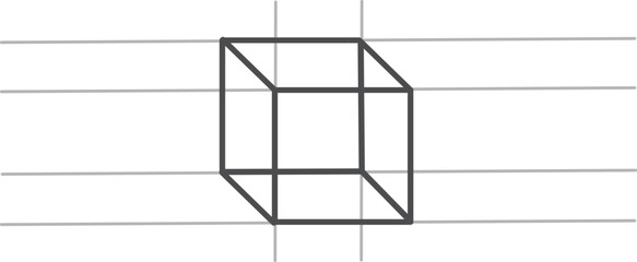 sketch of a cube hand drawn with axes - obrazy, fototapety, plakaty