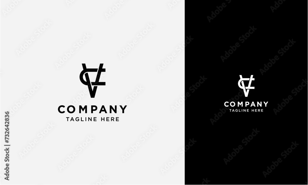 Fototapete VC or CV initial logo concept monogram,logo template designed to make your logo process easy and approachable. All colors and text can be modified