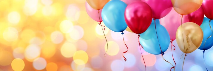 Fototapeta na wymiar Birthday Celebration Party Background with Balloons Generative AI