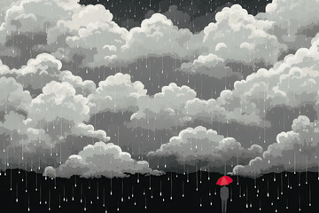 Destigmatizing Mental Health - sad person under a dark rain cloud