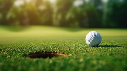 Golf Competition on Course with Ball and Hole Generative AI