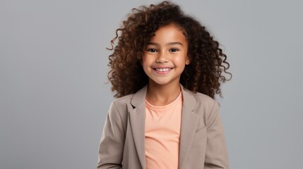 Happy Mixed Race Girl Posing Generative AI - obrazy, fototapety, plakaty