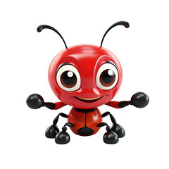 3D Cute Toy Ant isolated on white or transparent background