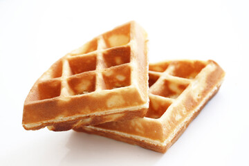 Crisp waffle isolated on white background