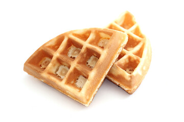 Crisp waffle isolated on white background