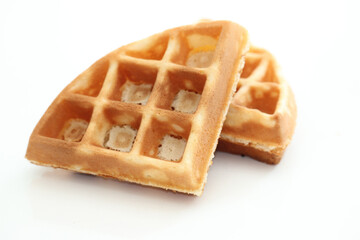 Crisp waffle isolated on white background