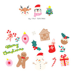 cute merry christmas illustration vector design