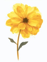Yellow Dahlia Flower Illustration Generative AI